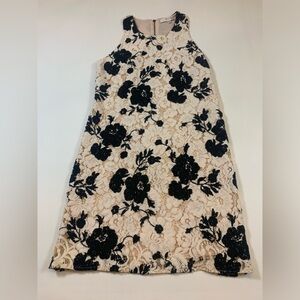 Lavender Brown black and white lace racerback lined pencil dress XS (bin L)